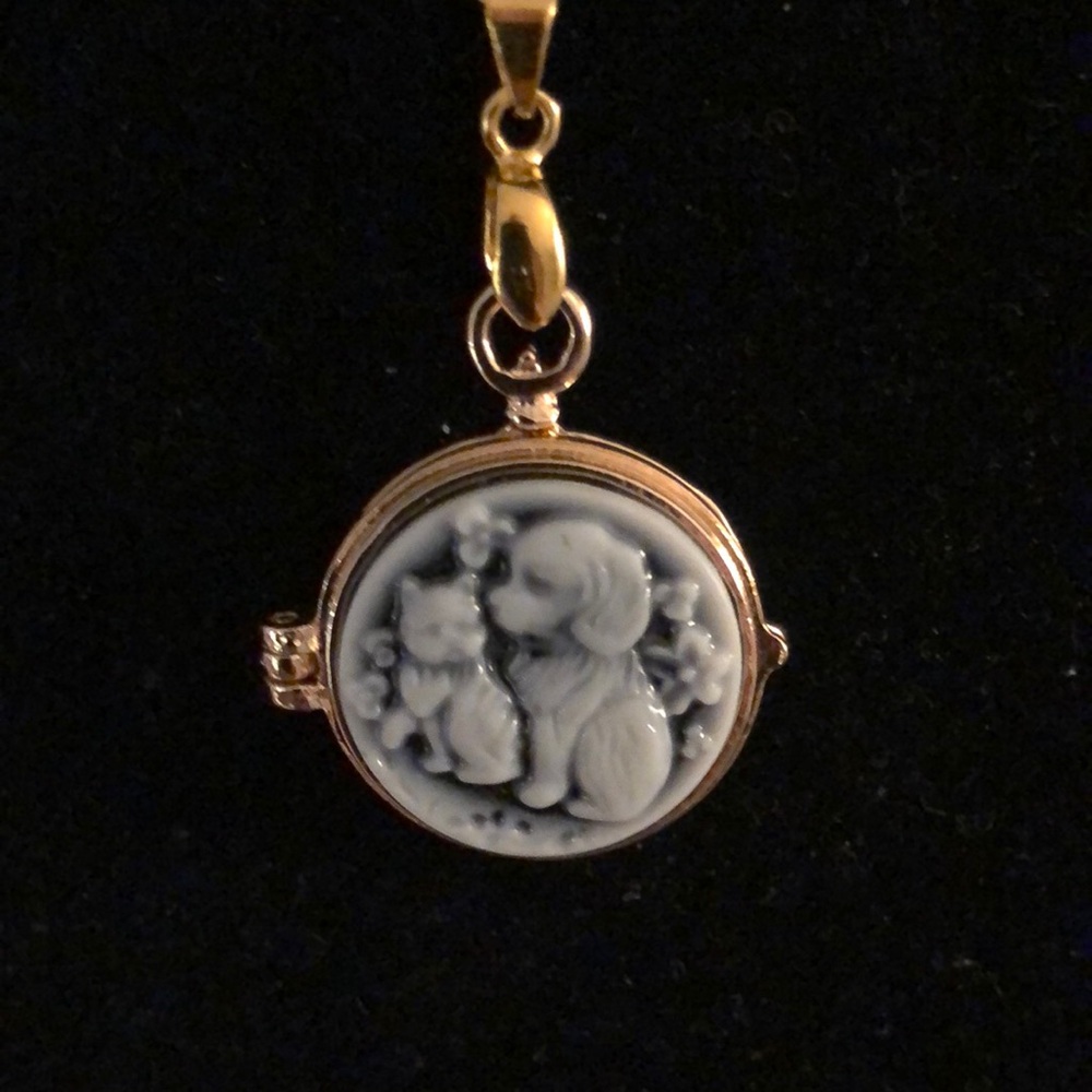 Vintage Gold and Black Cameo Locket Pendant - Picture 8 of 8